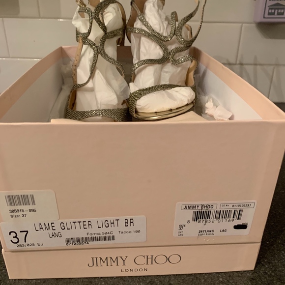 Jimmy Choo Lame Sandals, Size 37 Light Bronze - Picture 2 of 4